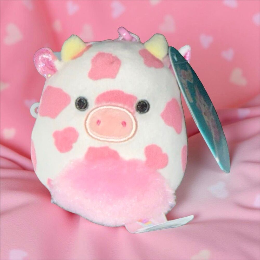 2022 NWT Squishmallows Plush Evangelica Clip Pink Hearts Valentine Day P45